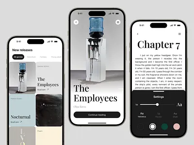 Book reading app - Minimalism style app book bookapp design flat graphic design graphics gray illustration minimal minimalism pastel theme typo typography ui vector