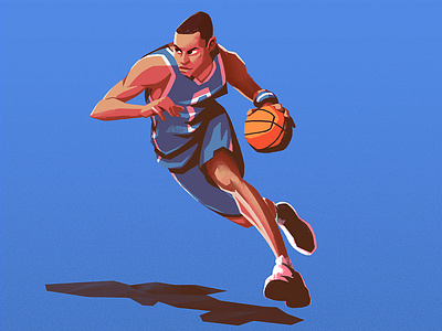 Dribbbler N. 1 🏀 basketball character design digital drawing dynamic pose illustration nba sports