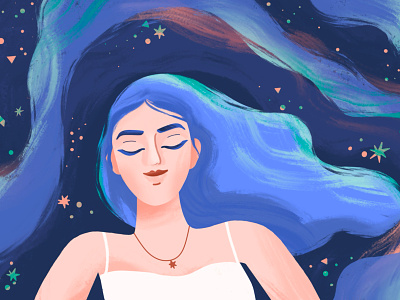 Dreaming ✨ blue calm character dream female float floatation girl meditation peace rest sleep sleep aid woman