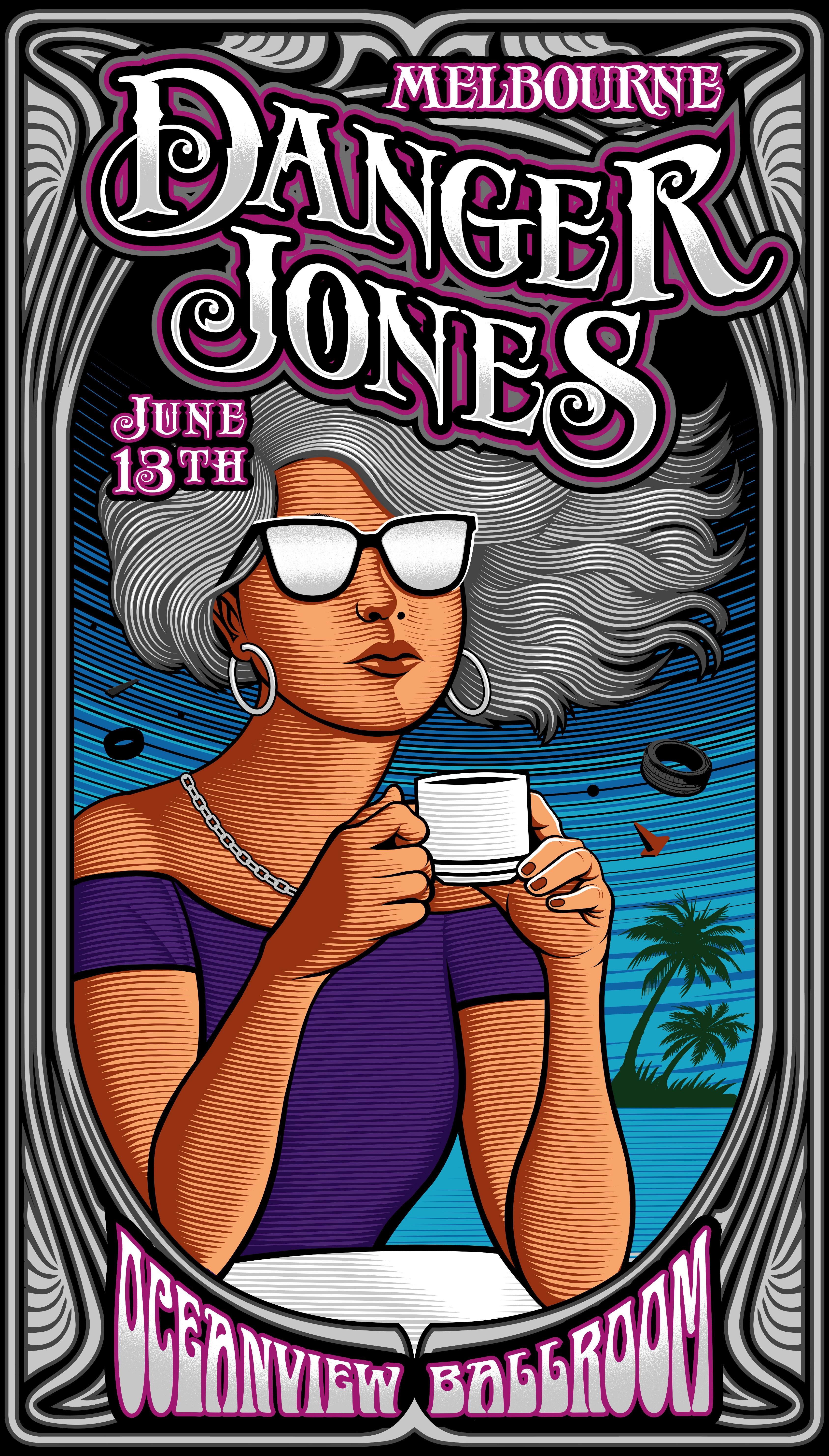 "CYCLONE" packaging art for Danger Jones adobe illustrator art nouveau branding cafe cyclone gig poster graphic design hair coloring illustration illustrations packaging art poster poster art vector vector art vector illustration