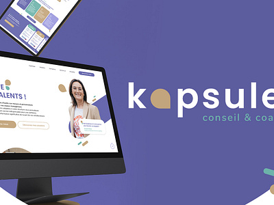 Kapsules Conseils & Coaching artistic director brand design coaching corporate elegant branding gold graphic design green logo power point ppt design purple responsive ui design ux design visit card webdesign website