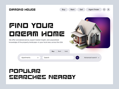 Diamond House - Real Estate Website agency ai imagery bento grids branding dark mode graphic design housing listing massive typography parallax scrolling real estate ui design uiux website