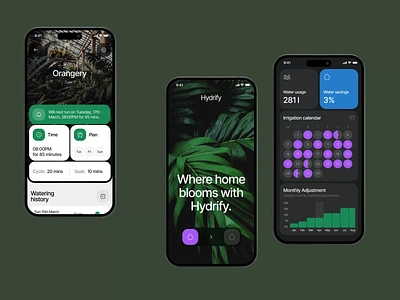 Automatic Watering System App app design application automatic watering design gardening graphic design interaction design interface mobile mobile app mobile ui plants ui user experience user interface utilities ux watering