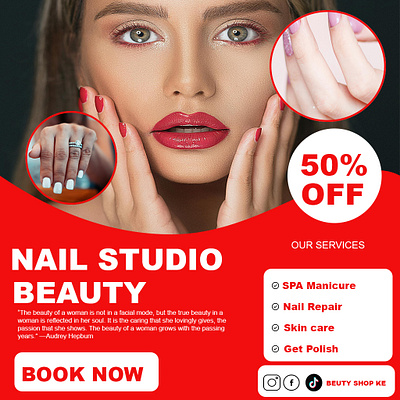 Nail shop poster branding graphic design logo ui