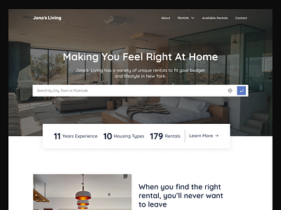 Jona's Living Real Estate Landing Page landing page property real estate rent ui uxui visual design web design