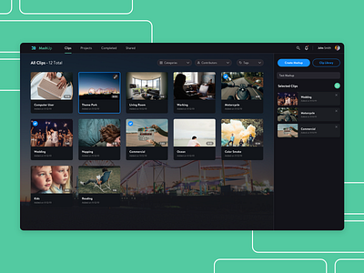 Video Editing App dashboard ui ux