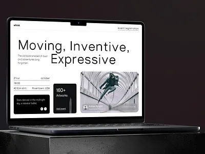 Landing page for a contemporary art exhibition animation branding concept design figma hero illustration landing logo ui ux web design web site webflow