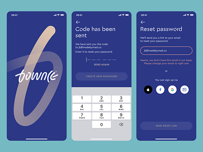 Log in Screens for Bownce Sports Tech Startup madebymad