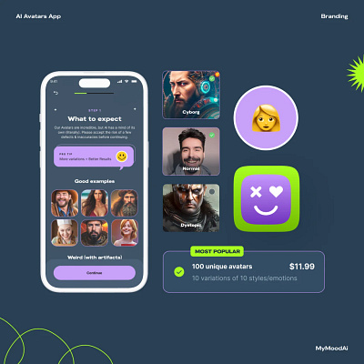 MY MOOD AI 3d animation app branding design graphic design illustration logo ui vector
