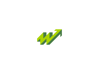 3d W + arrow 3d arrow design energy green lettermark logo logo design minimal minimalist monogram shape symbol w