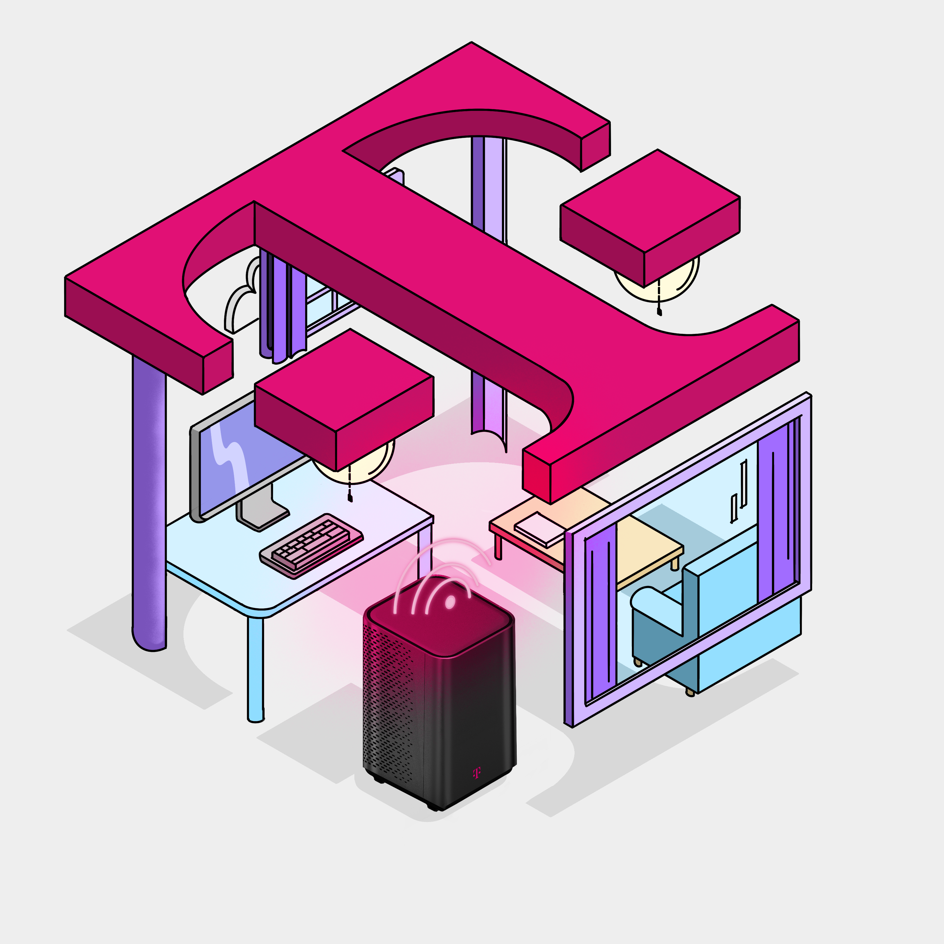 T-Mobile Isometric Illustration 5g branding cellular illustration internet isometric mobile social tmobile