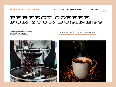 Web design of the coffee roasters shop website design typography ui ux web design