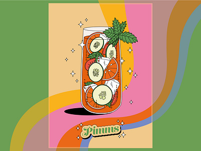 Cocktail Prints bright cocktails colour colourful design giraffe graphic design graphics illustration playful print vector