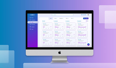 Task management app blue cards design figma list plan purple side bar task todo uiux web