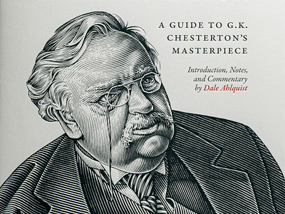G.K. Chesterton face hand drawn illustration line art line engraving pen and ink portrait scraperboard scratchboard traditional media