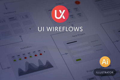 UI Wire flows for Illustrator app deliverable illustrator layout mockups site map software template ui kit ui wireflows for illustrator ux ux design ux kits web design website wireflow wireframe wireframes