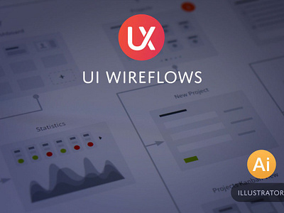 UI Wire flows for Illustrator app deliverable illustrator layout mockups site map software template ui kit ui wireflows for illustrator ux ux design ux kits web design website wireflow wireframe wireframes