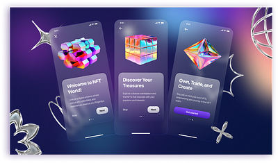 Glassmorphism NFT mobile app app design glassmorphism ui