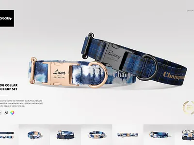 Dog Collar Mockup Set creator custom customizable design designed dog collar mockup set generator mock up mock ups mockups pattern patterns personalized printed smart object surface template templates