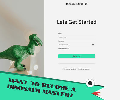 Login page UI dailyui design dinosaur graphic design landing page log in register ui user interface uxui vector visual design websites design