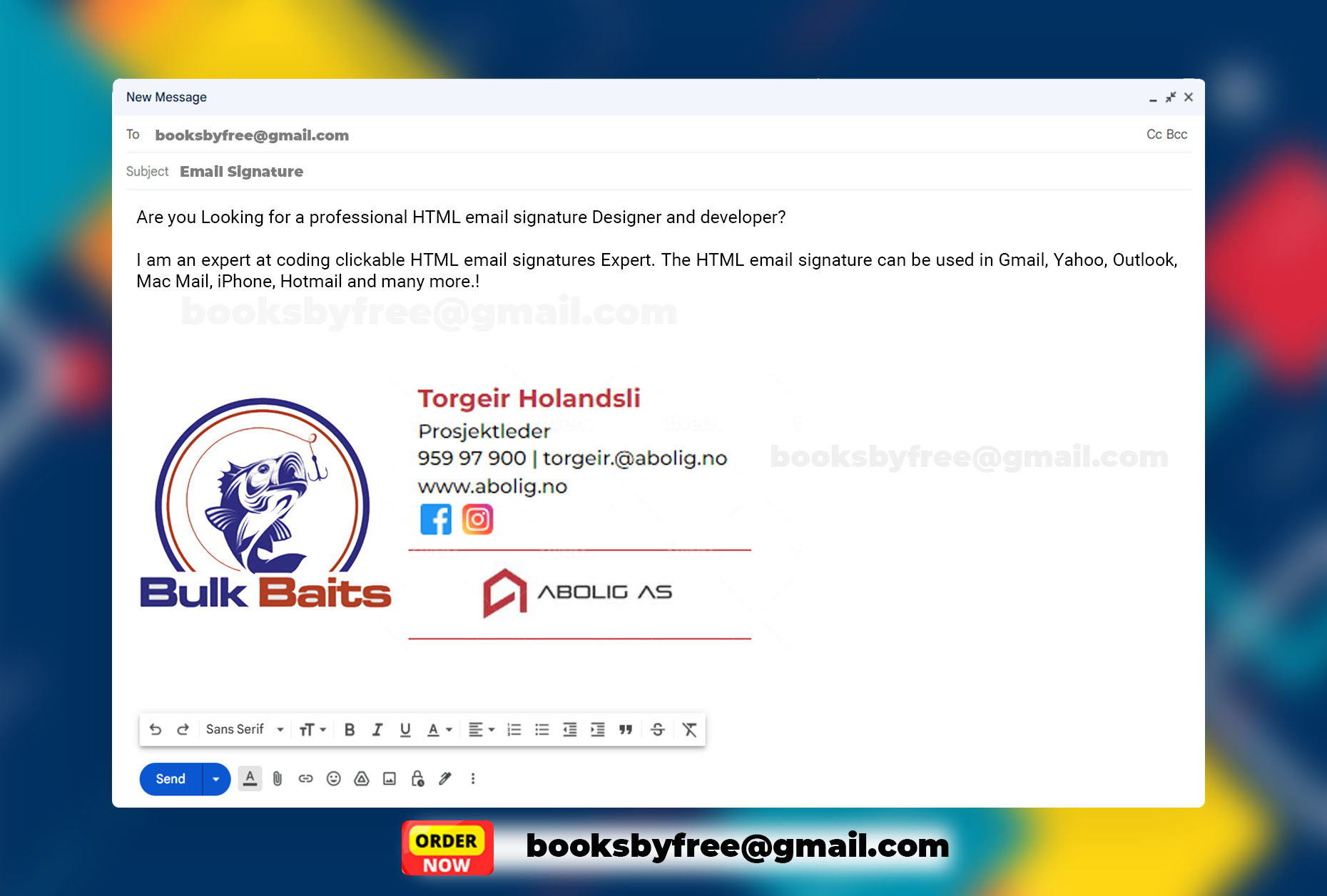 Example of Clickable Html Email Signature For Gmail