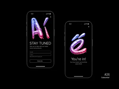 Subscribe 3d graphic design illustration mobile app design pop up typography ui ux web design