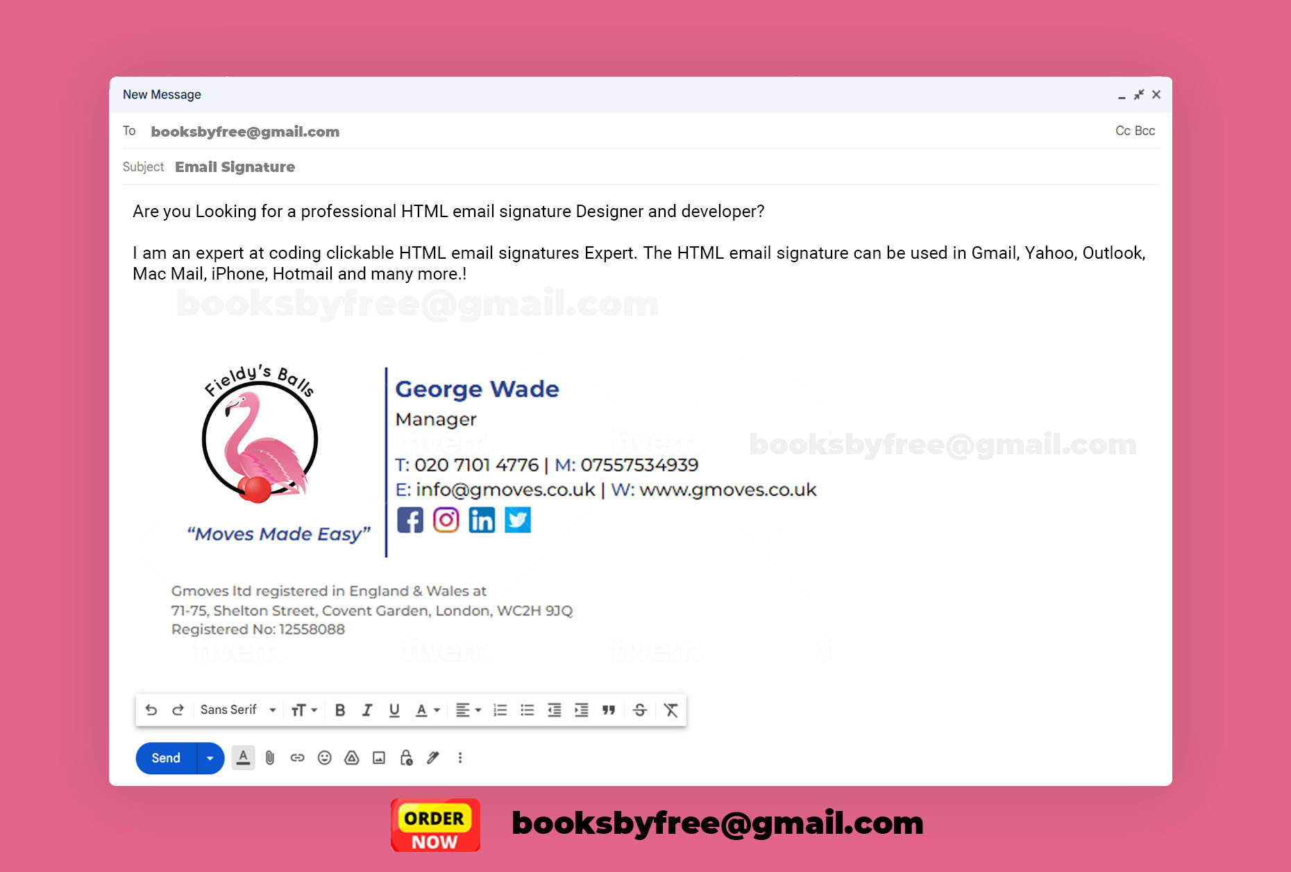 Example of Clickable Html Email Signature For Gmail
