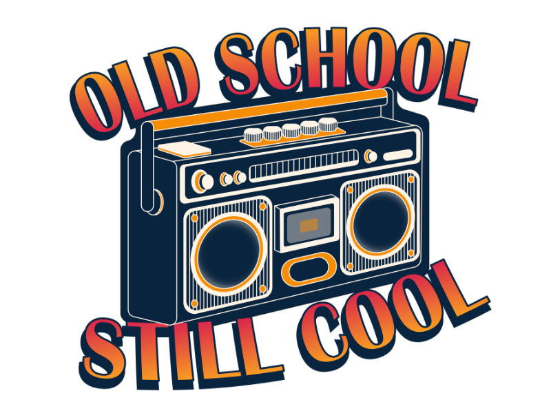 Old School, Still Cool! 90s adobe art boombox branding design graphic design illustration illustrator music product retro song sticker tote tshirt vintage