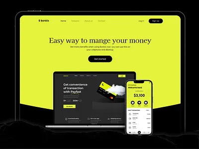Landing Page Design for the Payments, Finance, Accounts - Bankis accounts aesthetic design banking branding company page design creative landing page figma design finance flicker design home page design landing page dsign mockup design money management payments template design ui design uiux design ux design