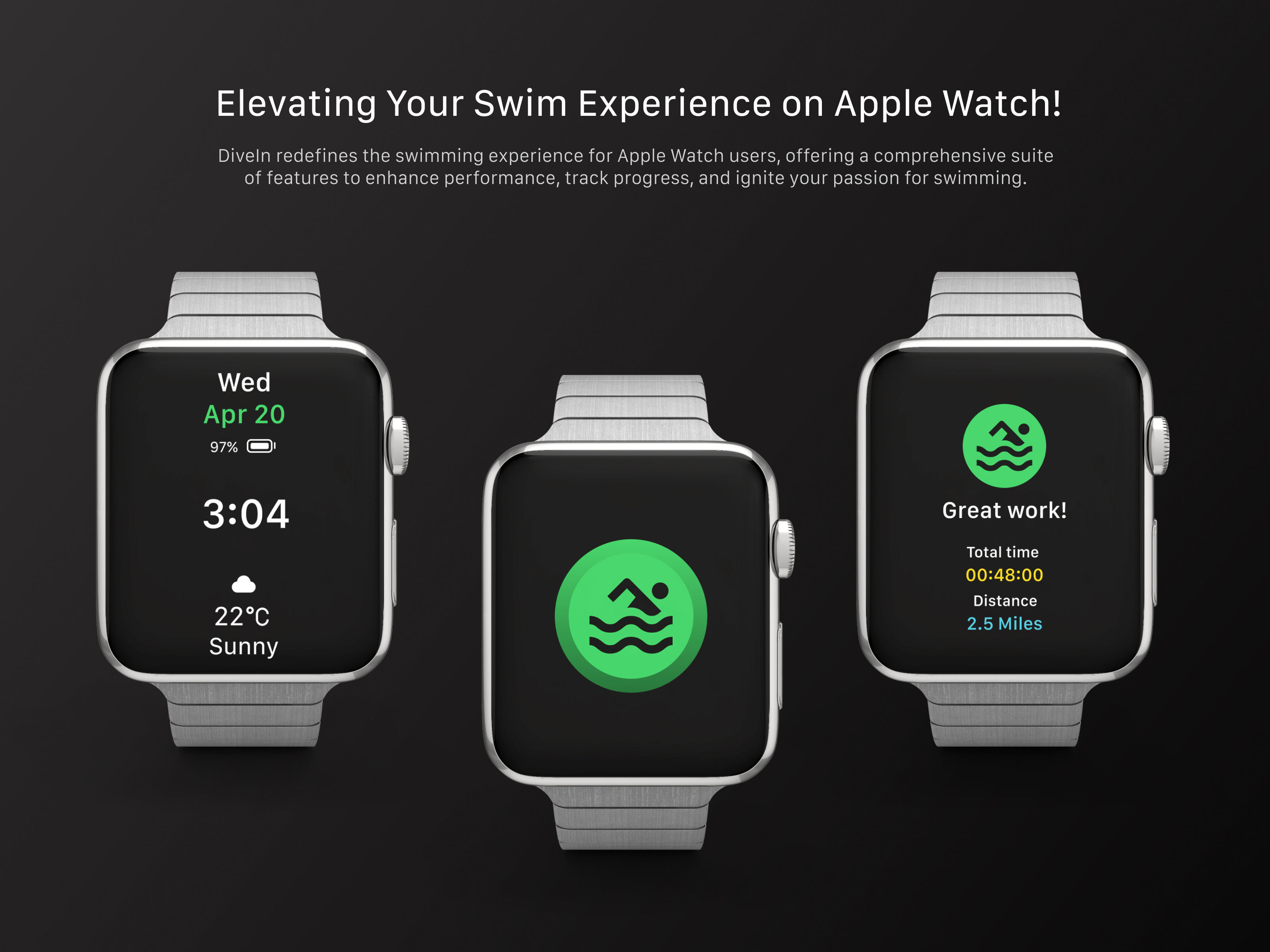 Swimming UI - Apple Watch App 3d animation apple design apple ui design apple watch apple watch ui design guidline designer ios design mobile app design modern ui product design ui design uiux design user design user experience design user interface design ux design visual design watch os design