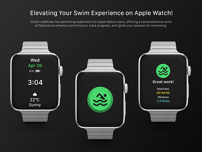 Swimming UI - Apple Watch App 3d animation apple design apple ui design apple watch apple watch ui design guidline designer ios design mobile app design modern ui product design ui design uiux design user design user experience design user interface design ux design visual design watch os design