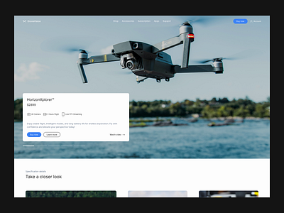 Product page 4k branding button buy now cta design design exploration drone figma product description product design product details product page specifications ui ui design ux ux design web design website