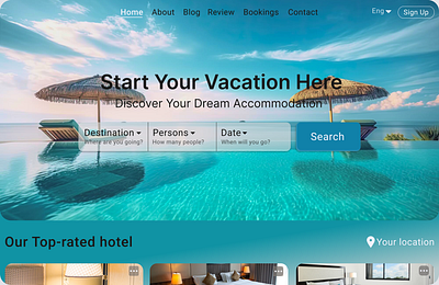 Hotel Booking Website branding dailyui design holiday hotel landing page ui user experience user interface ux vacation website