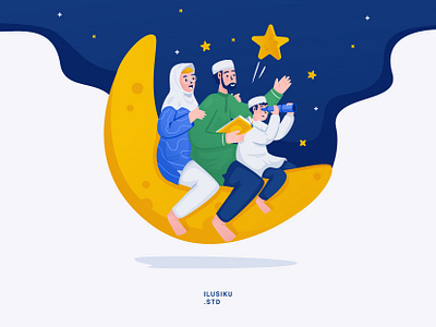 Ramadan Story Illustration cartoon character colorful cute design flat design graphic design illustration islamic muslim family poster ramadan kareem ui vector