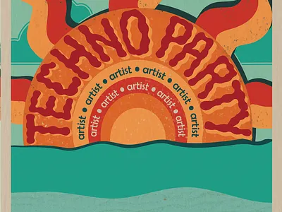 Beach party poster beach illustration lettering music party poster sea summer sun