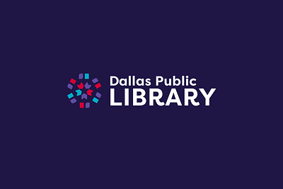 Dallas Public Library abstract branding dallas design geometric graphic design icon library logo mark purple symbol texas vector