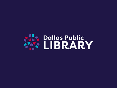Dallas Public Library abstract branding dallas design geometric graphic design icon library logo mark purple symbol texas vector