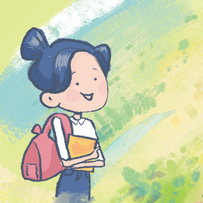 School Girl character cute girl illustration manal yosri motion graphics school study