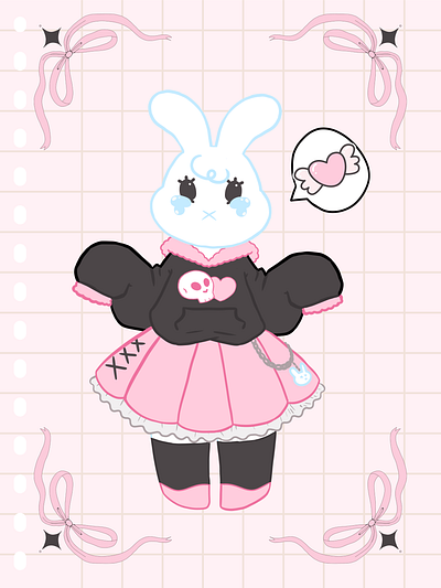 Do u care me? 💌🐇 bunny character art cute digital art illustration pink