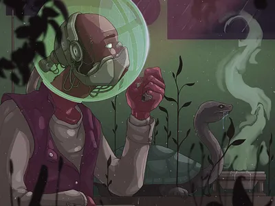 Wait animal art digital art digital illustration digital painting drawing illustration plants sci fi snake turtle