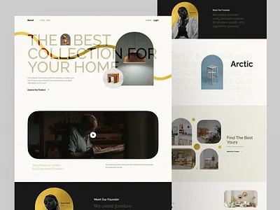 Renaf - Website Landing Page company design easy furniture gold interior interior design landing page minimalism minimalist product property saas simple ui web design website white