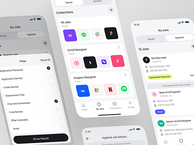 Accelify - Search Job App (My Jobs Page) app app design clean find job job portal job portal mobile mobile job app search job ui ux