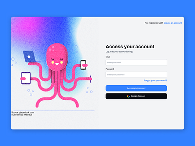 Login page: The Connected Octopus design login page ui