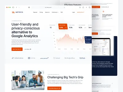 ⚡️ Metrica • Landing Page about us analytics asset clients cta design download app faq feature footer hero landing page saas site analytics testimonial trial ui ux web design website