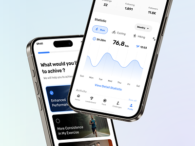 FitGo - Set Goals & Profile Statistic Mockup Version bike challenge chart clean design fitness gym ios mobile app onboarding profile running sport statistic strava tracker tracking ui ui kit workout