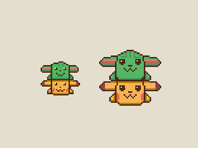 pixel baby yoda / pikachu baby yoda pikachu pikachu illustration pixel art pixel people pixel person pixel pikachu pixel yoda pokemon starwars yoda starwars