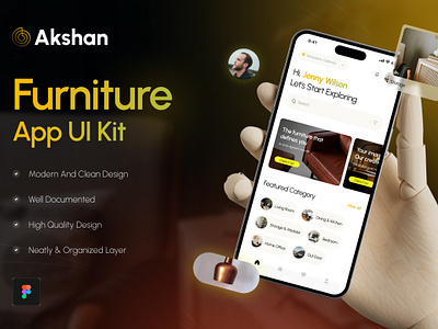 Akshan - Furniture App UI Kit furniture furniture ui kit mobile mobile app ui ui kit uxui