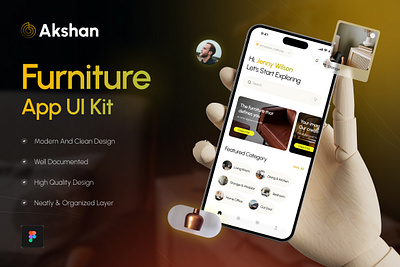 Akshan - Furniture App UI Kit furniture furniture ui kit mobile mobile app ui ui kit uxui