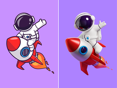 Astro Rocket 2D and 3D🧑🏻‍🚀🚀 3d design astronaut astronaut suit blender cartoon character cute driver galaxy icon illustration logo rocket sky space waving hand