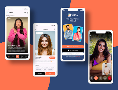 Online Dating Mobile App UI Kit android app ui kit chat app dating app dating application dating match dating ui kit figma figma design ios mobile mobile app online dating social app ui ui design vibely dating app ui kit